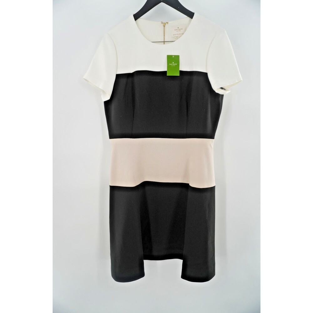 Kate Spade New York Stripe CrepeColorblock Shift Creammulti Dress Sz 14 NWT $328